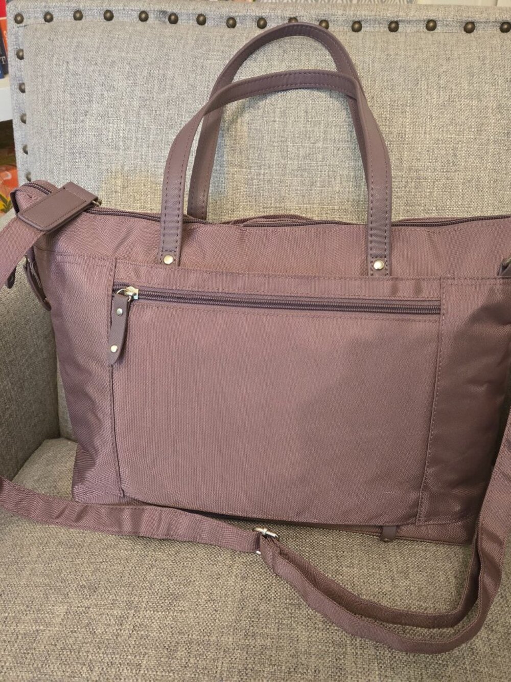 Travelpro Nylon Tote bag with luggage sleeve in dusty pink